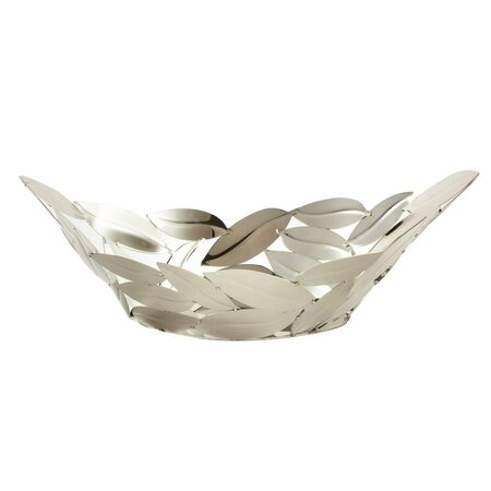 JIALLO 15.75 x 6.75 in. Oval Leaves Boat - Stainless Steel Home Decor & Gift 72455